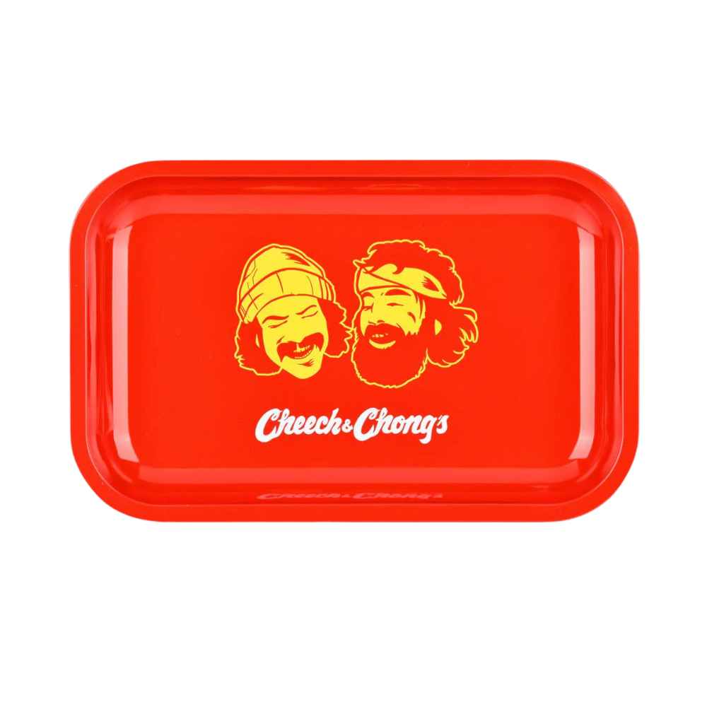 Pulsar X Cheech & Chong Red Faces Metal Rolling Tray w/ Lid Medium